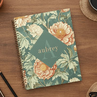 Vintage-Pfirsich-Blumenmuster-William-Morris-Monog