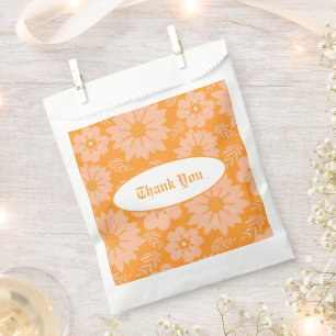 Vintage Pfirsich-Fuzz-Orangeton Blumenmuster Geschenktütchen