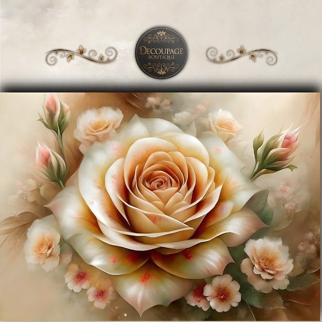 Vintage-Pfirsich-Rosen-Decoupage Seidenpapier (Vintage Peach Rose Decoupage Tissue Paper)