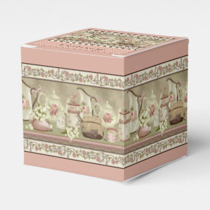 Vintage-Pfirsich-Tee- und Rosen-Würfel-Geschenkbox Geschenkschachtel