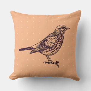 VINTAGE-PFIRSICH-VOGEL-DESIGN Retro-Kissen Kissen