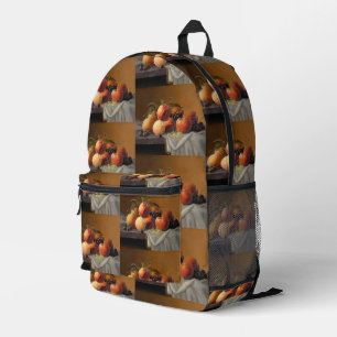 Vintage-Pfirsiche-Trauben-Frucht-Stillleben-Malere Bedruckter Rucksack