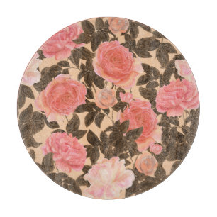 Vintage pfirsichfarbene Rose Wasserfarbmuster. Schneidebrett