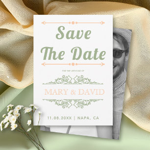 Vintage Pfirsichgrün, Pfirsichtypografie Save the  Date