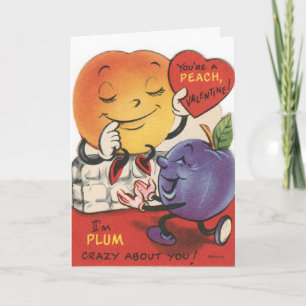 Vintage Pfirsichpflaume Valentine Feiertagskarte