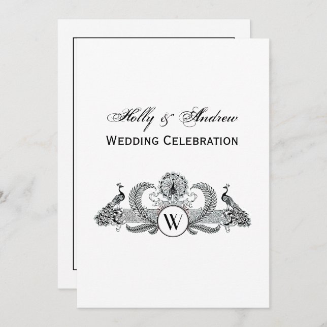 Vintage Pflaster mit Monogramm Einladung (Vorne/Hinten)