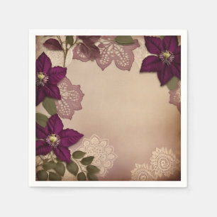 Vintage Pflaume Clematis Serviette