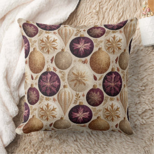 Vintage-Pflaume-Gold-Weihnachtsschmuckmuster Kissen