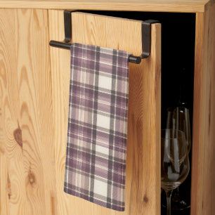 Vintage Pflaume Lila & Creme Tartan Karo Geschirrtuch