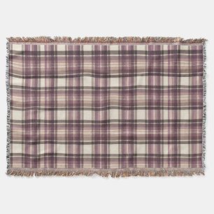 Vintage Pflaume Purpur & Creme Tartan Karo Decke