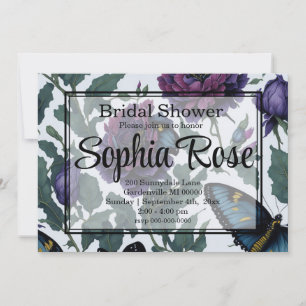 Vintage Pflaumen lila Magenta-Blütenschmetterlinge Einladung