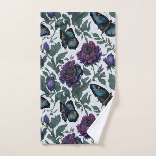 Vintage Pflaumen lila Magenta-Blütenschmetterlinge Handtuch