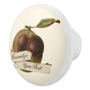 Vintage Pflaumen Retro Frucht Alte Schule Keramikknauf