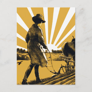 Vintage-Pflugmädchen-Postkarte Postkarte