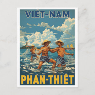 Vintage Phan Thiết Fischer Postkarte
