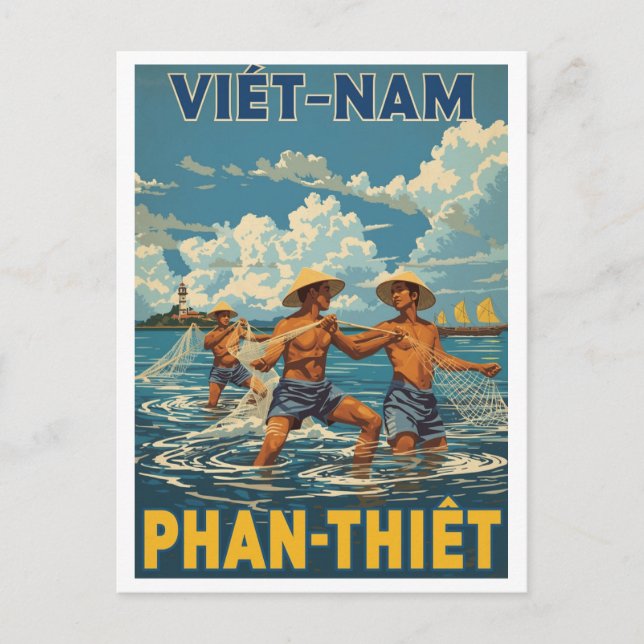 Vintage Phan Thiết Fishermen Postkarte (Vorderseite)
