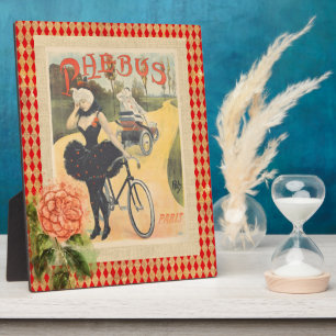Vintage Phebus Frau & Cycle Collage   Fotoplatte
