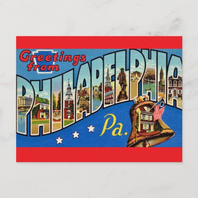 Vintage Philadelphia Postkarte (Vorderseite)