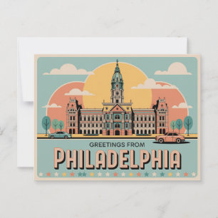 Vintage Philadelphia Postkarte Grüße aus