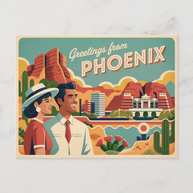 Vintage Phoenix Postkarte | Grüße von Phoenix (Vorderseite)