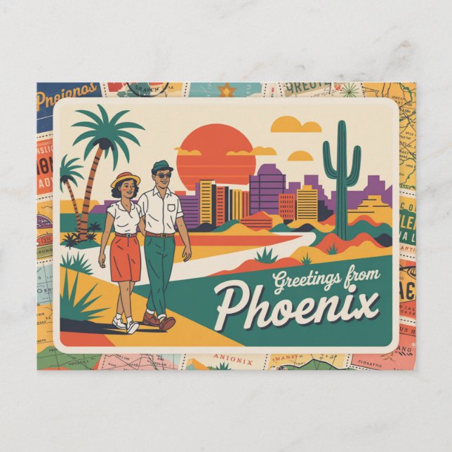 Vintage Phoenix Postkarte | Grüße von Phoenix (Vorderseite)