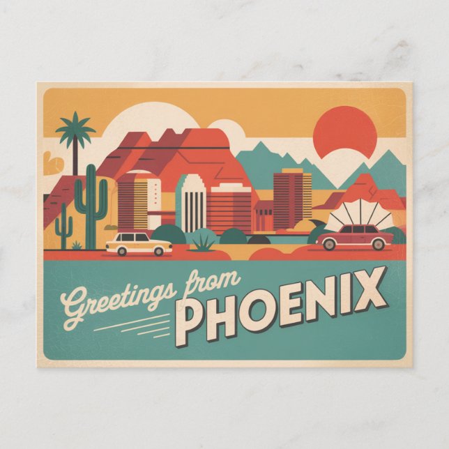 Vintage Phoenix Postkarte | Grüße von Phoenix (Vorderseite)