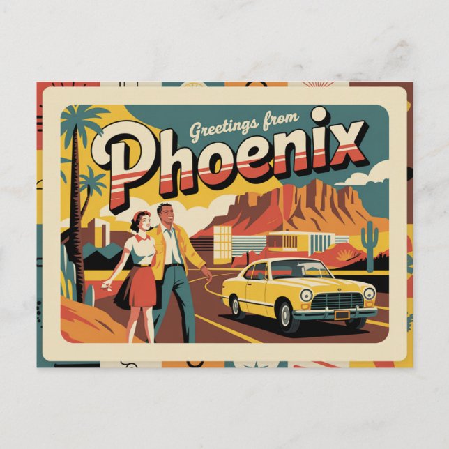 Vintage Phoenix Postkarte | Grüße von Phoenix (Vorderseite)
