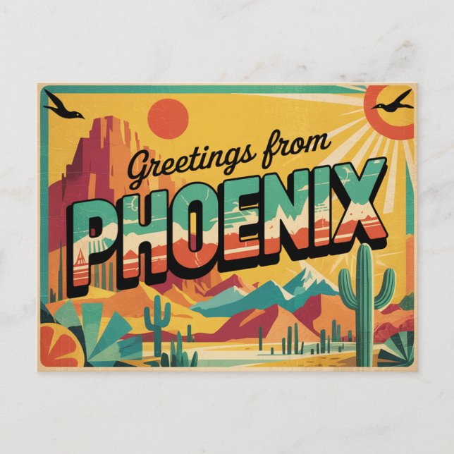 Vintage Phoenix Postkarte | Grüße von Phoenix (Vorderseite)