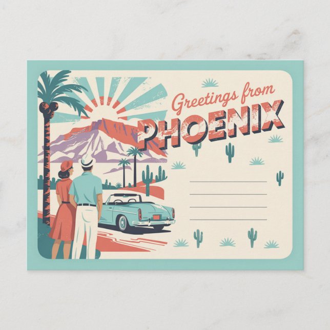 Vintage Phoenix Postkarte | Grüße von Phoenix (Vorderseite)