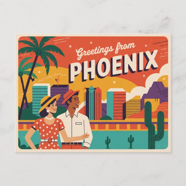 Vintage Phoenix Postkarte | Grüße von Phoenix (Vorderseite)