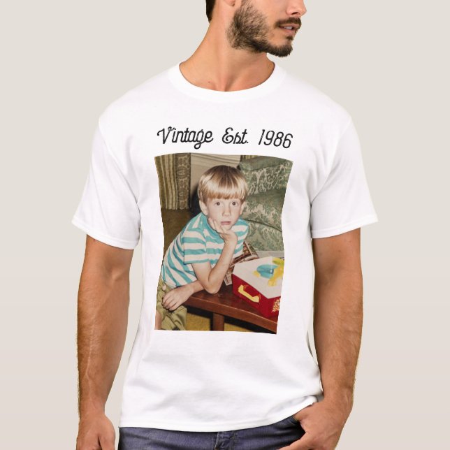 Vintage Photo Birthday Personalized T-Shirt (Vorderseite)