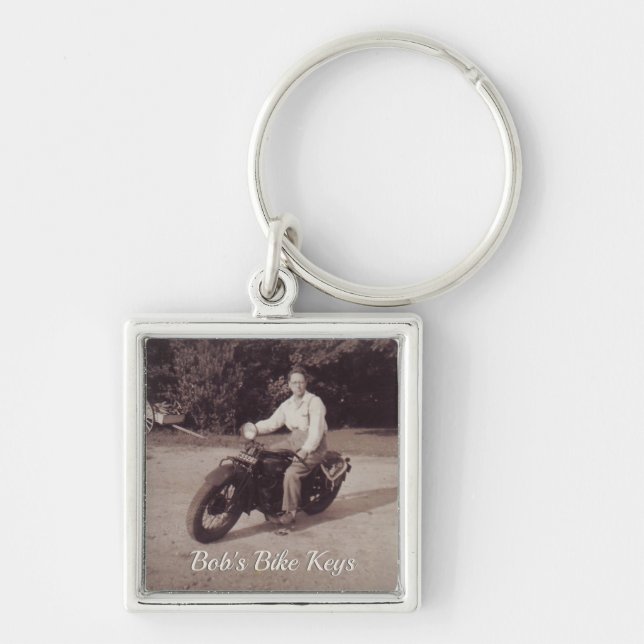 Vintage Photo Motorcycle Novelty Keychain Schlüsselanhänger (Vorne)