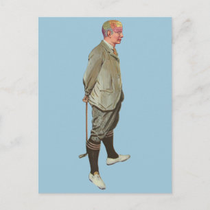 Vintage Phrenologie Head Golfer Postkarte