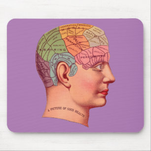 Vintage Phrenologie Kopf Minenkarte Mousepad