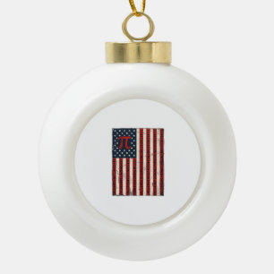 Vintage-Pi-Amerikanische-Flagge-Mathe-Lehrer-Shirt Keramik Kugel-Ornament