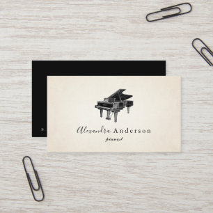 Vintage Pianist Music Teacher Business Card Visitenkarte