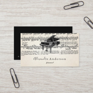 Vintage Pianist Music Teacher Business Card Visitenkarte