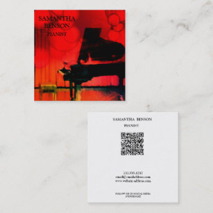 Vintage-Pianist-Musiker-Musiklehrer-QR-Code Quadratische Visitenkarte
