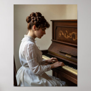 Vintage-Pianistin Poster