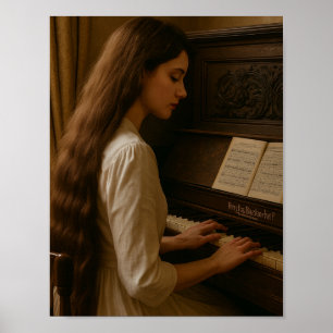 Vintage-Pianistin Poster