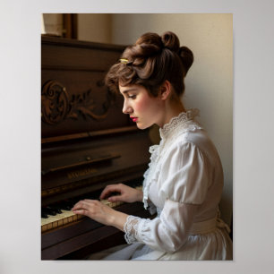 Vintage-Pianistin Poster