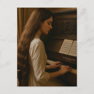 Vintage-Pianistin Postkarte