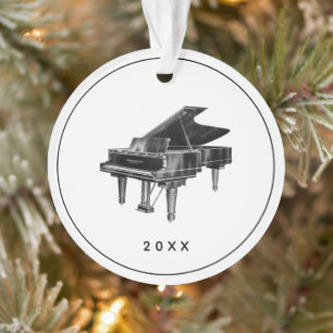 Vintage-Piano Minimalist Weiß Weihnachten Ornament