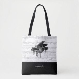 Vintage Piano-Musiksammlung Schwarz-Weiß-Tote-Tasc