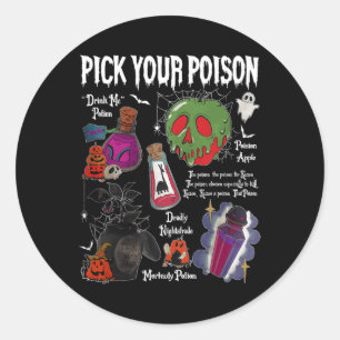 Vintage Pick Your Poison Halloween-Party Gruselig Runder Aufkleber