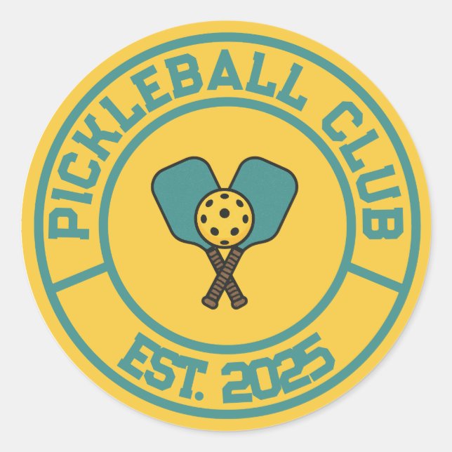 Vintage Pickleball Club Est. 2024 Emblem Runder Aufkleber (Vorderseite)
