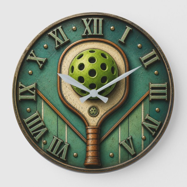 Vintage Pickleball Paddle  Große Wanduhr (Vorderseite)