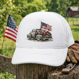 Vintage Pickup Truck Flag  Truckerkappe