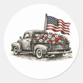 Vintage-Pickup-Truck-Flagge Runder Aufkleber