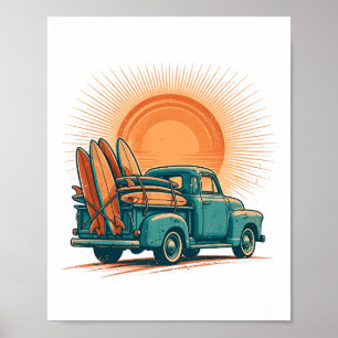 Vintage-Pickup-Truck-Straßenreise Retro-Reise-Kuns Poster